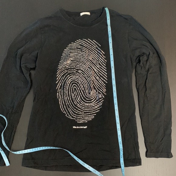 Black and metallic silver graphic long sleeve T-shirt size S - Picture 4 of 6